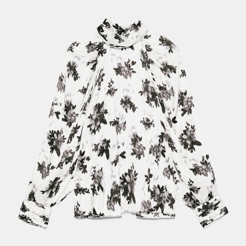 Black and White Floral Blouse